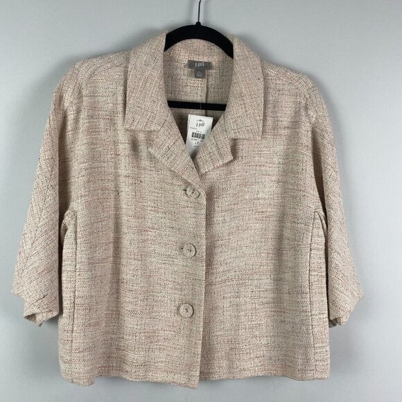 J. Jill Jacket Size Petite Large Cropped Button Up 3/4 Sleeves Metallic - Picture 1 of 12